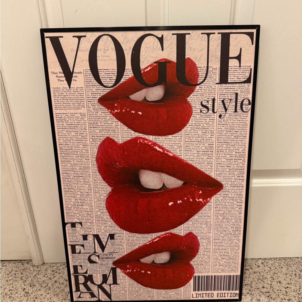 Vogue Style Red Lips Art Print16x20
